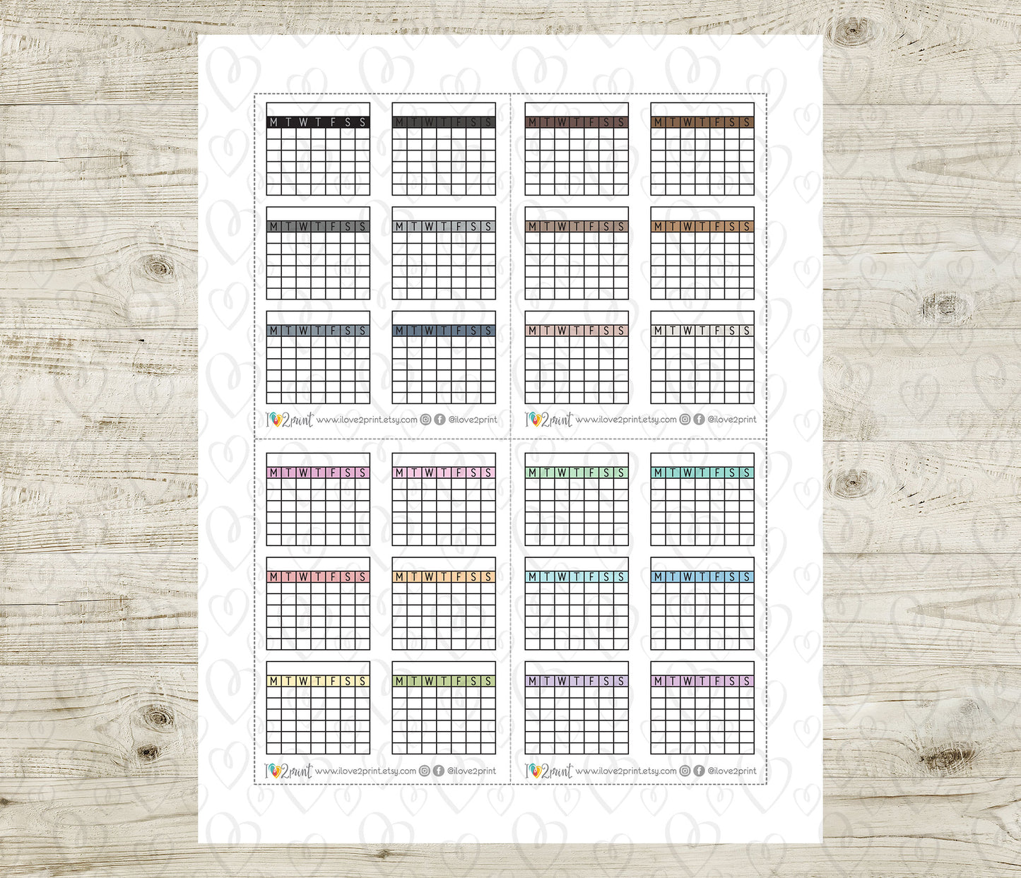 Monthly Tracker Printable Planner Stickers – PDF & Cut Files