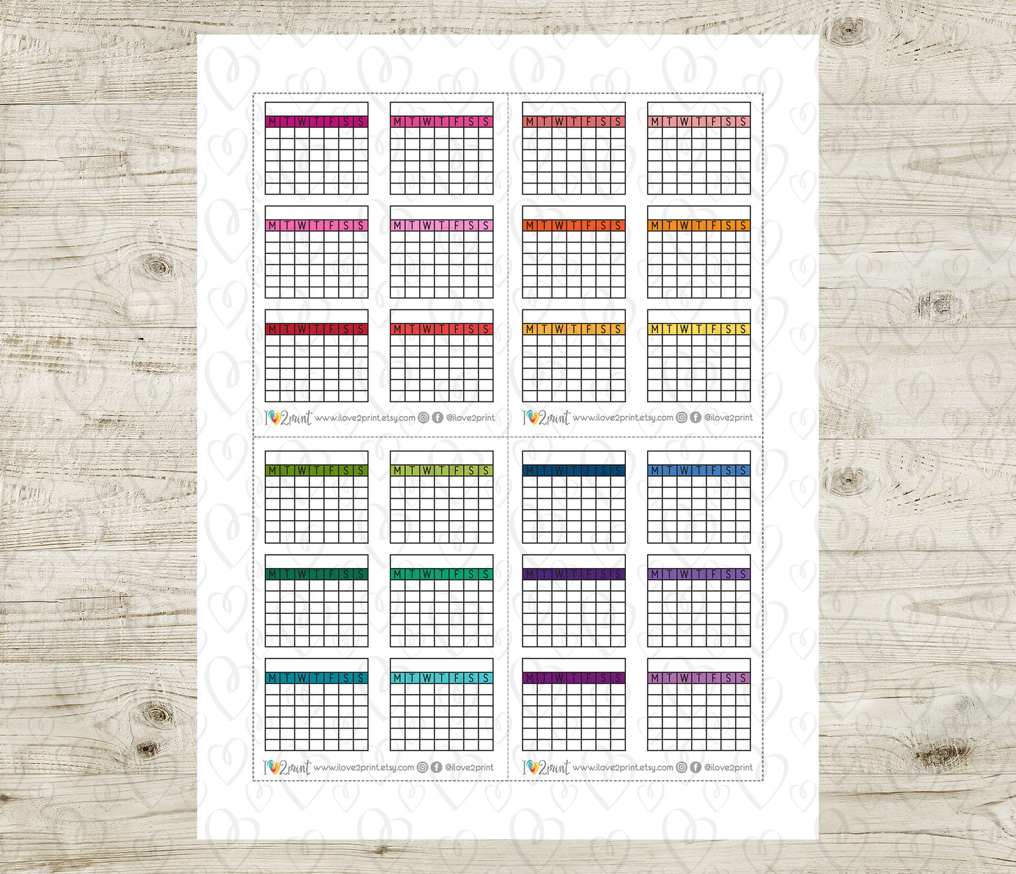 Monthly Tracker Printable Planner Stickers – PDF & Cut Files