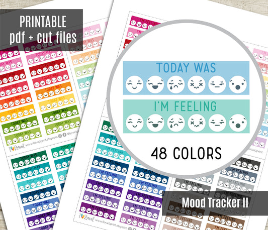 "I am Feeling"/ "Today Was" Printable Planner Stickers - PDF & Cut Files