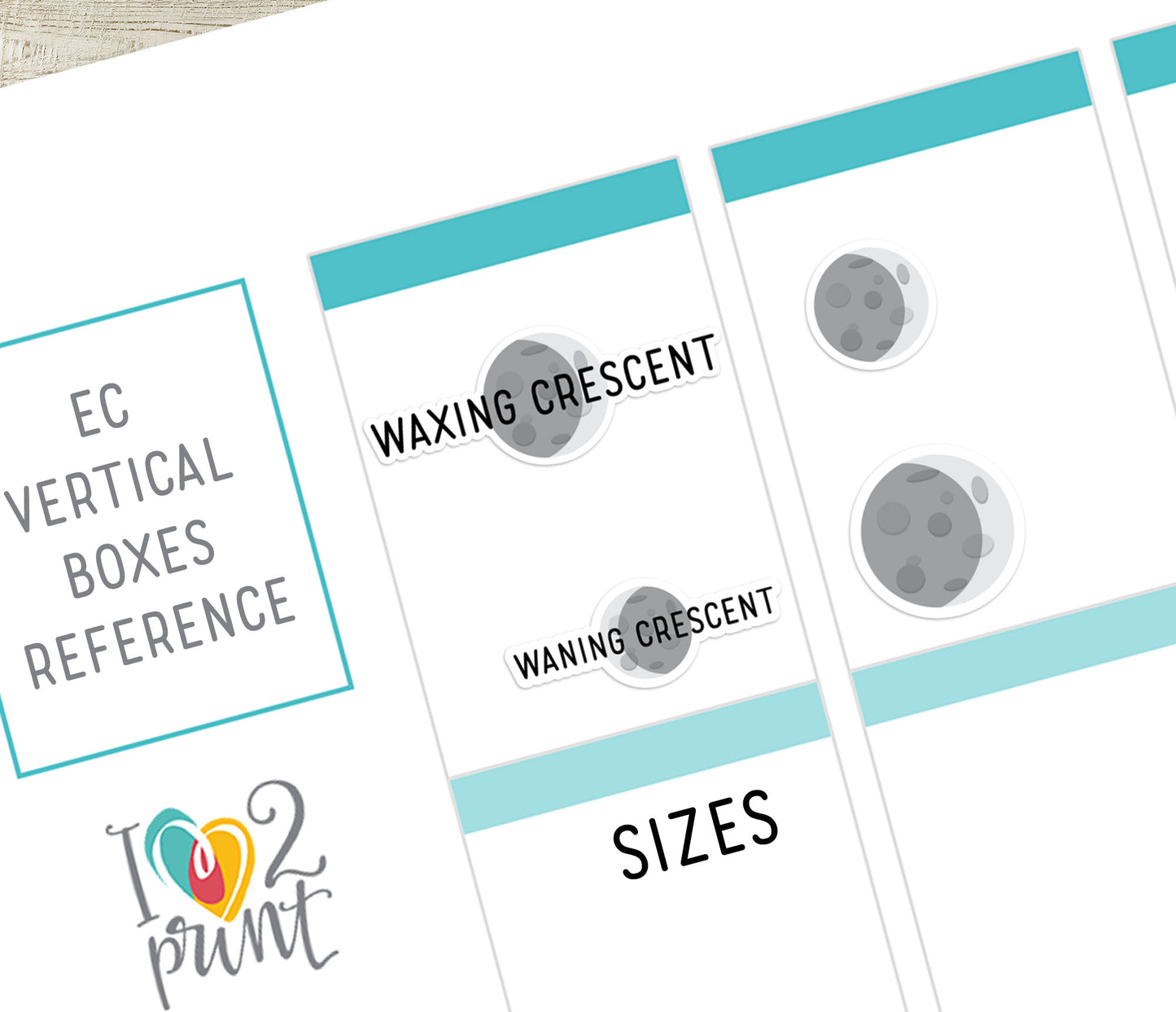 Moon Phases SET 2 Printable Planner Stickers  - PDF & Cut Files