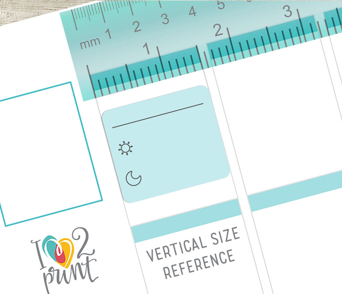 Morning Night Planner stickers on a vertical size reference planner on a white background