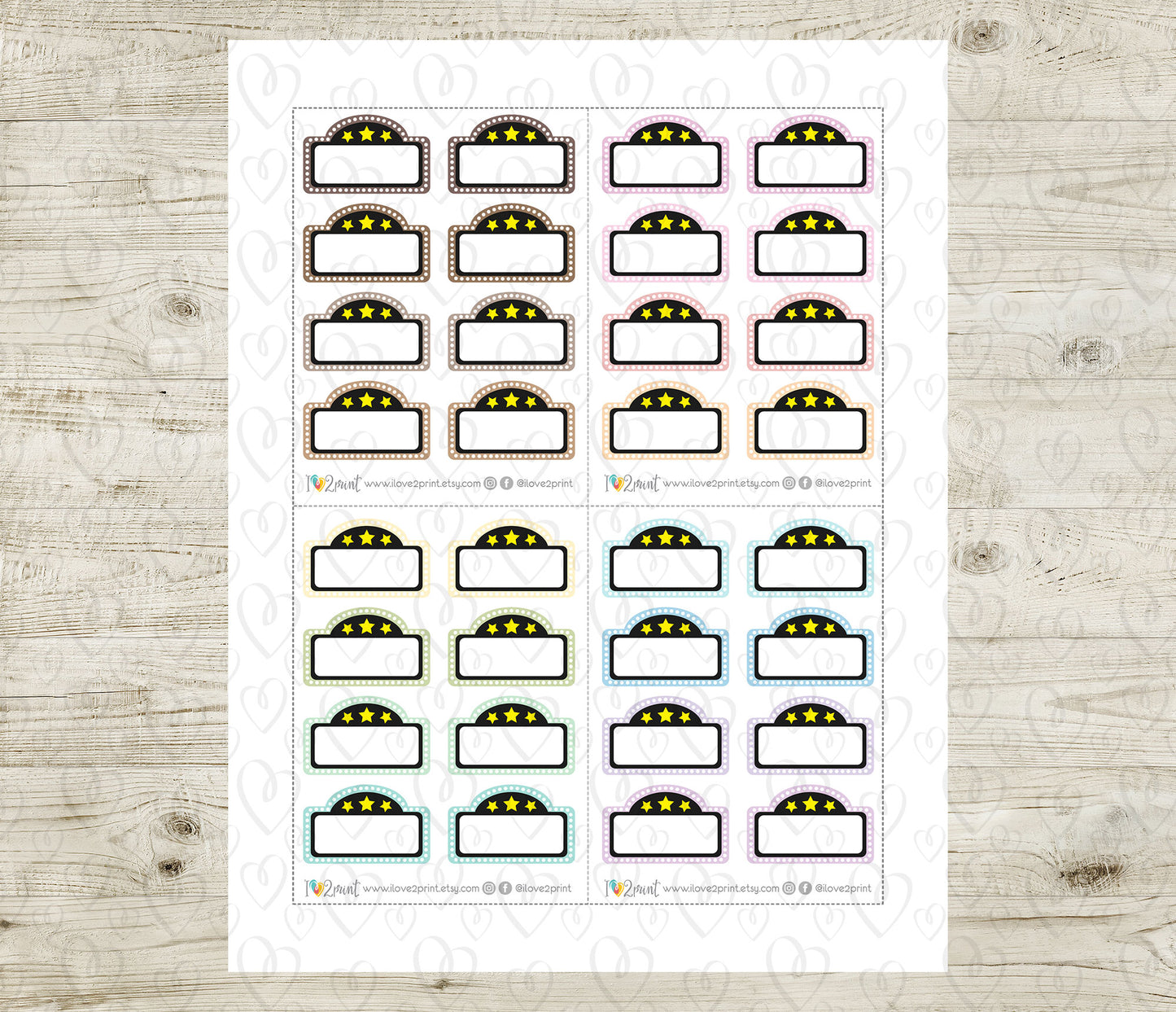 Movie Marquee Printable Planner Stickers – PDF & Cut Files