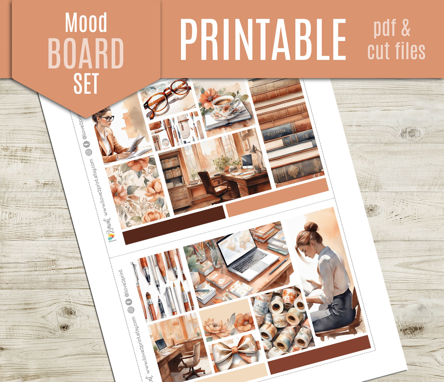 Cozy Office Complete Sticker Bundle | All 7 Sets | Terracotta Floral Workspace | PDF Cut Files