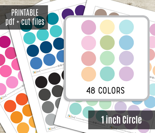 1" Circle - Functional Printable Stickers - PDF & Cut Files