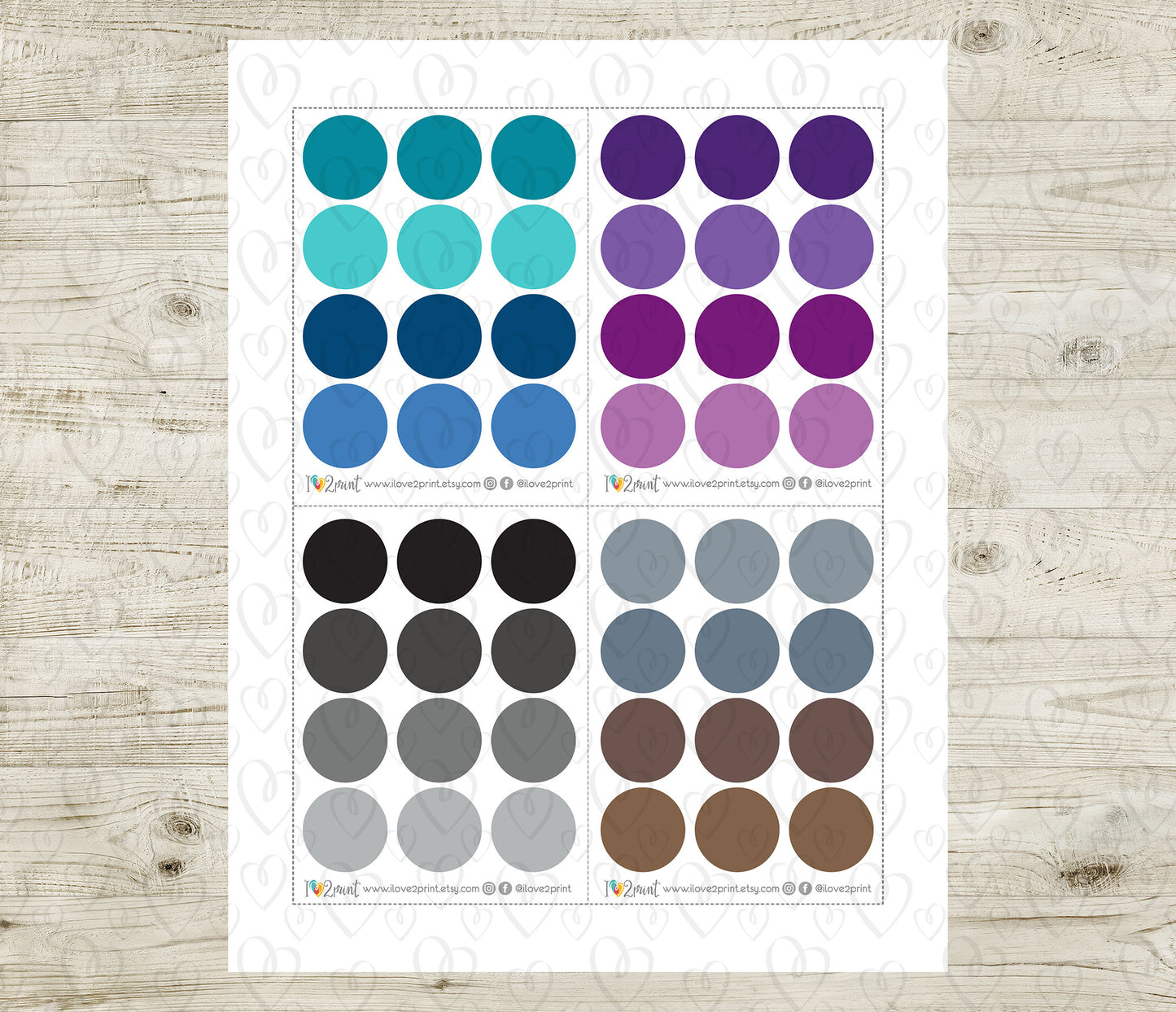 1" Circle - Functional Printable Stickers - PDF & Cut Files