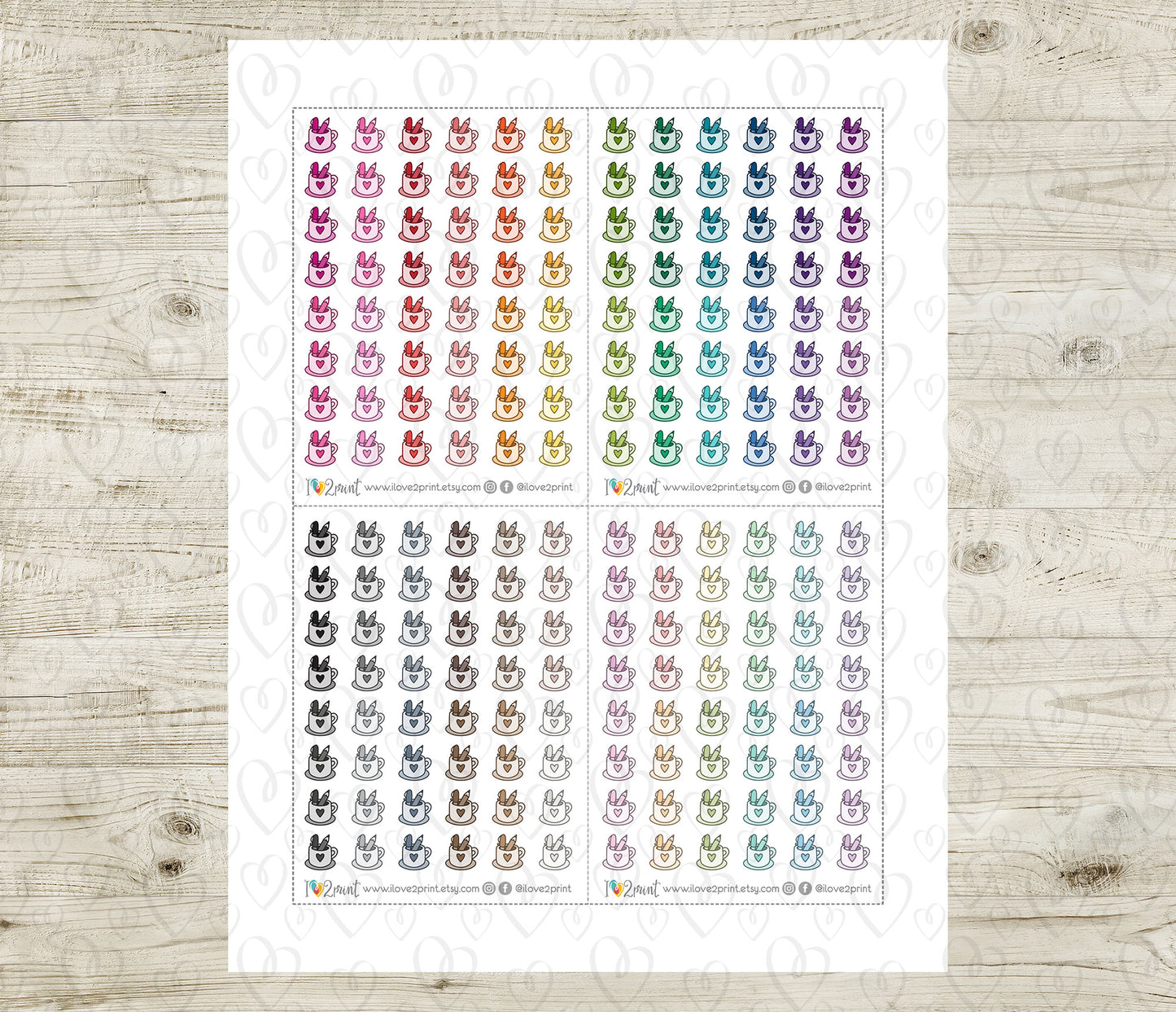 Pen Cup Holder Icons – Functional Printable Planner Stickers in 48 Colors – PDF & Cut Files