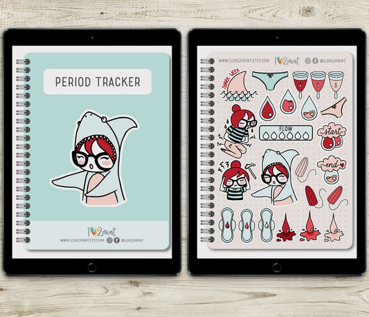 Períod Tracker Elena - Pre-Cropped GoodNotes Book Digital Planner Sticker