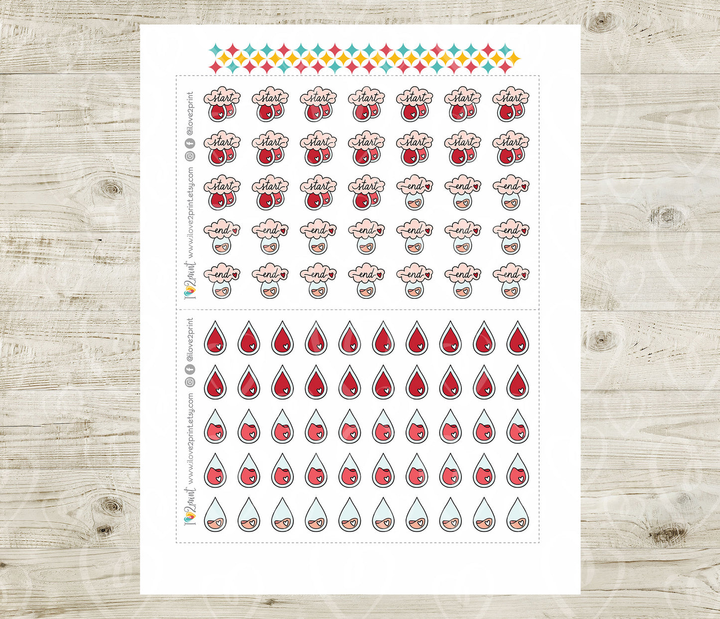 Period Tracker - Functional Printable Stickers - PDF & Cut Files