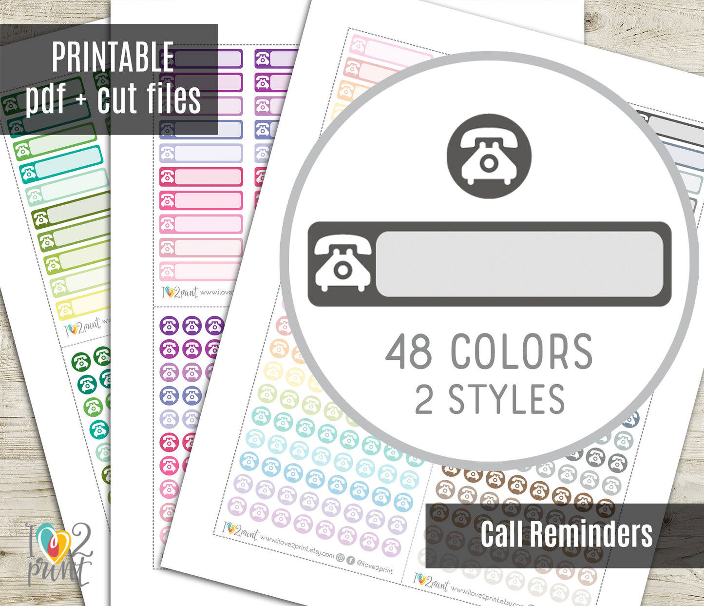 Phone Call Tracker Stickers – Reminders Printable PDF & Cut Files
