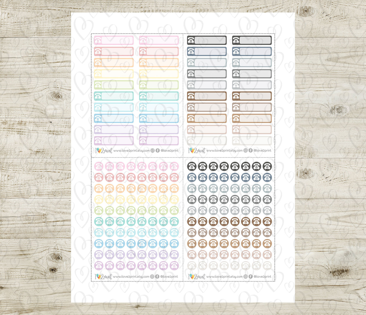 Phone Call Tracker Stickers – Reminders Printable PDF & Cut Files