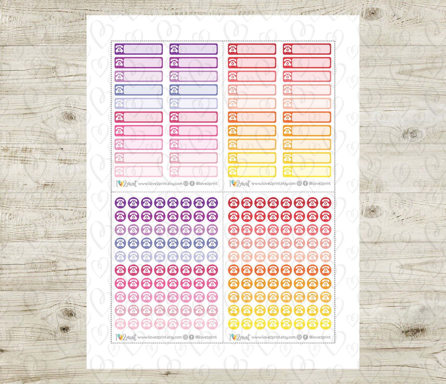 Phone Call Tracker Stickers – Reminders Printable PDF & Cut Files