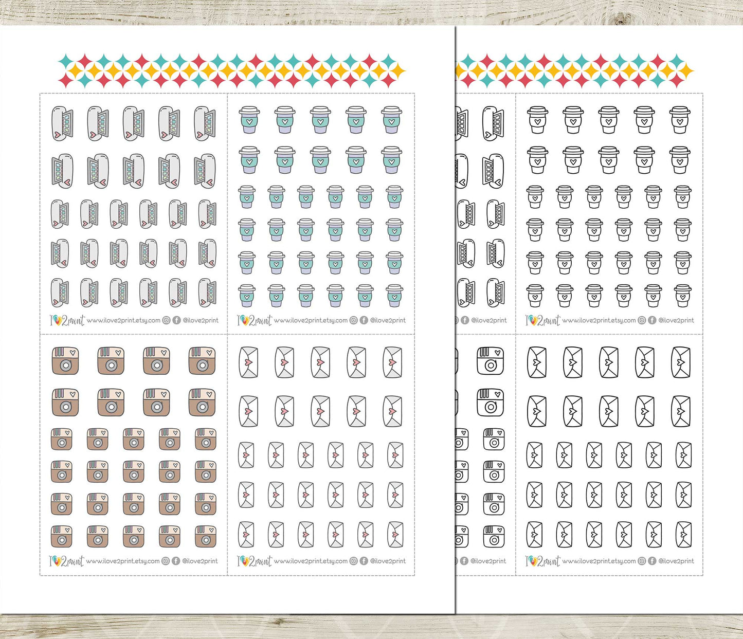 Planner Girl Essentials Icons Stickers Set  - Functional Printable Stickers - PDF & Cut Files