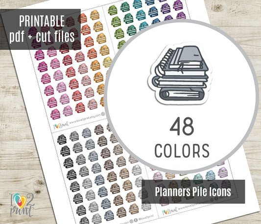 Planner Stack Icons – Functional Printable Stickers in 48 Colors – PDF & Cut Files