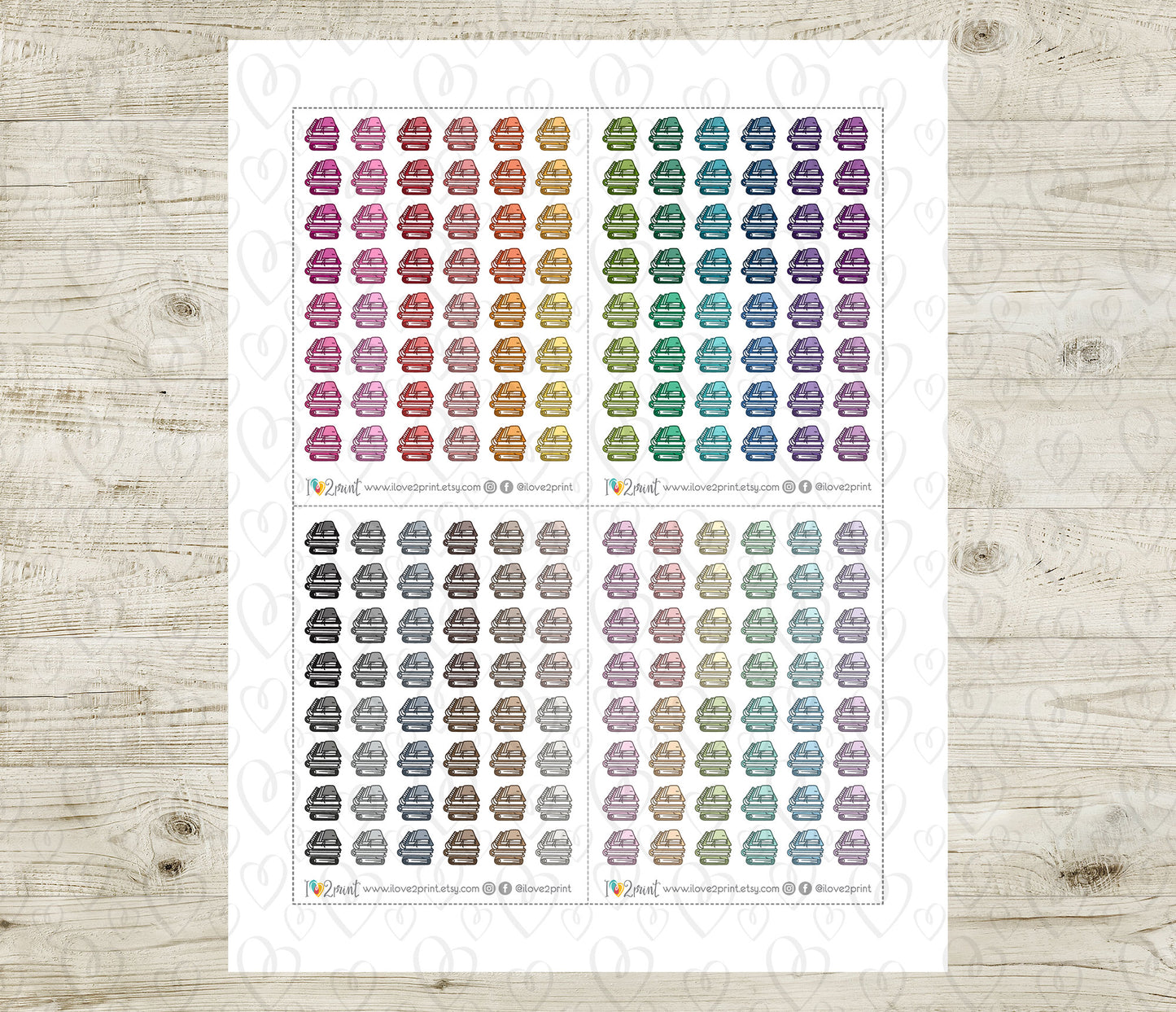 Planner Stack Icons – Functional Printable Stickers in 48 Colors – PDF & Cut Files