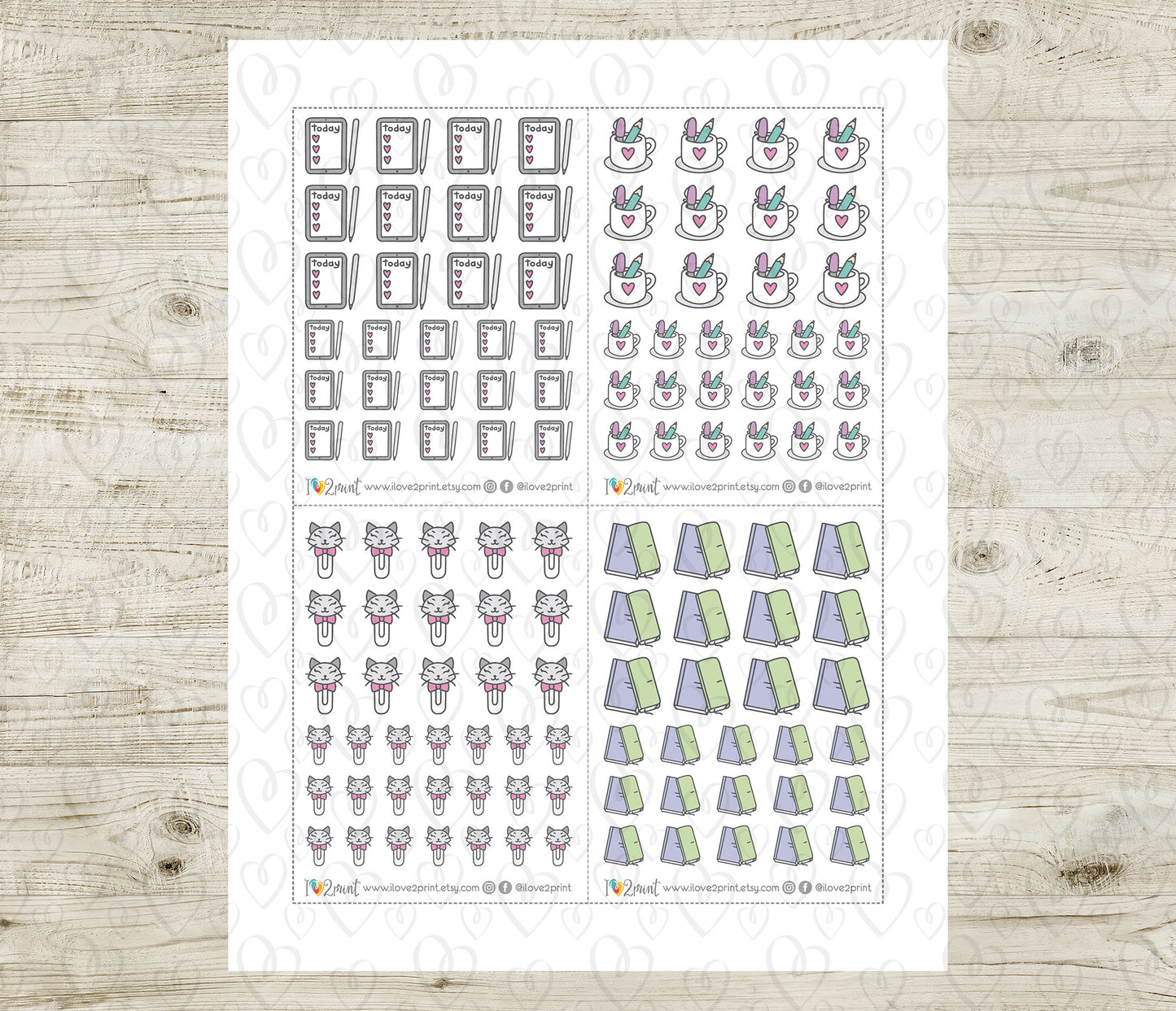 Planning Icons Printable Icons Stickers –  Color Planner Icons - PDF & Cut Files