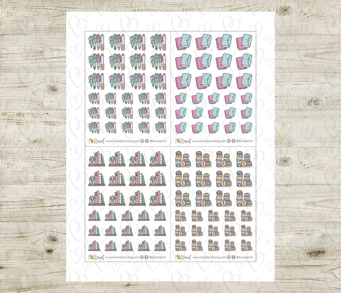 Planning Icons Printable Icons Stickers –  Color Planner Icons - PDF & Cut Files