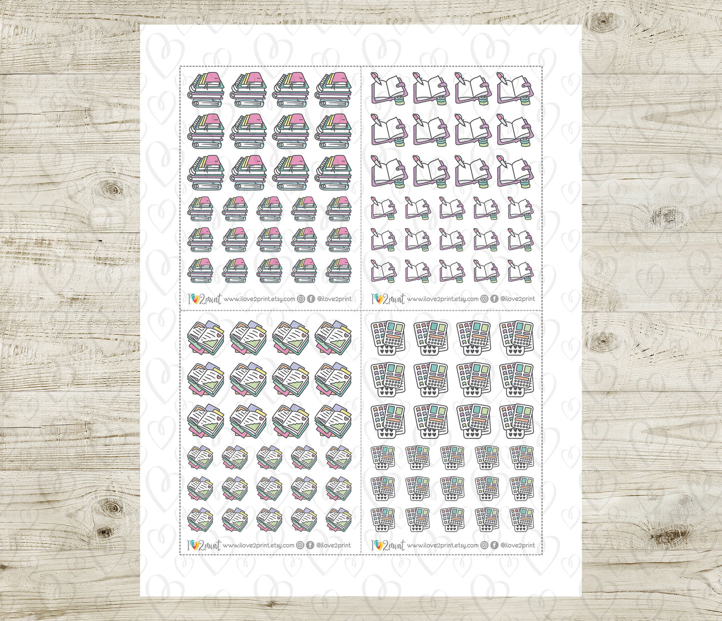 Planning Icons Printable Icons Stickers –  Color Planner Icons - PDF & Cut Files