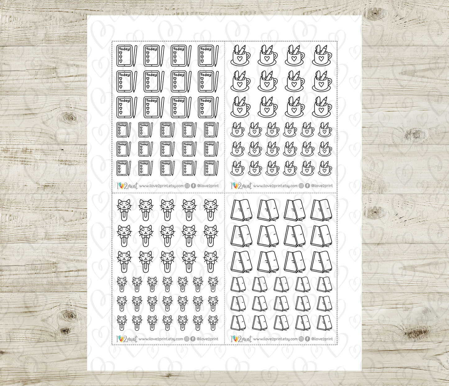 Planning Icons Printable Icons Stickers –  Stamp Planner Icons - PDF & Cut Files