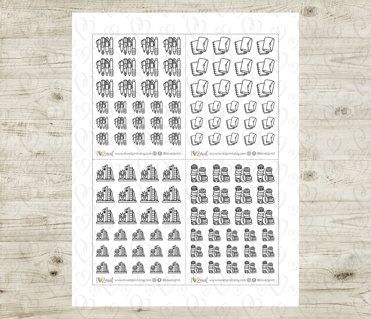 Planning Icons Printable Icons Stickers –  Stamp Planner Icons - PDF & Cut Files