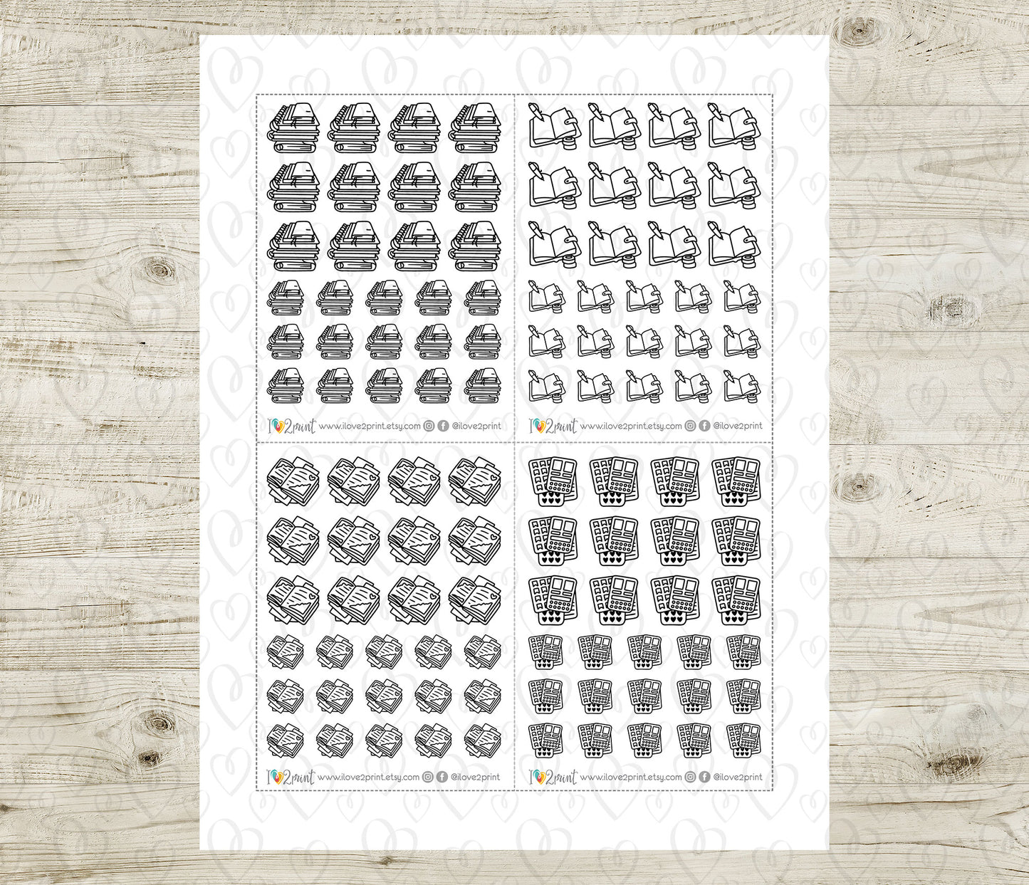 Planning Icons Printable Icons Stickers –  Stamp Planner Icons - PDF & Cut Files