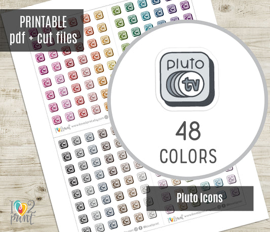 Pluto TV Icon Printable Planner Stickers | Streaming Tracker | PDF Cut Files | Instant Download