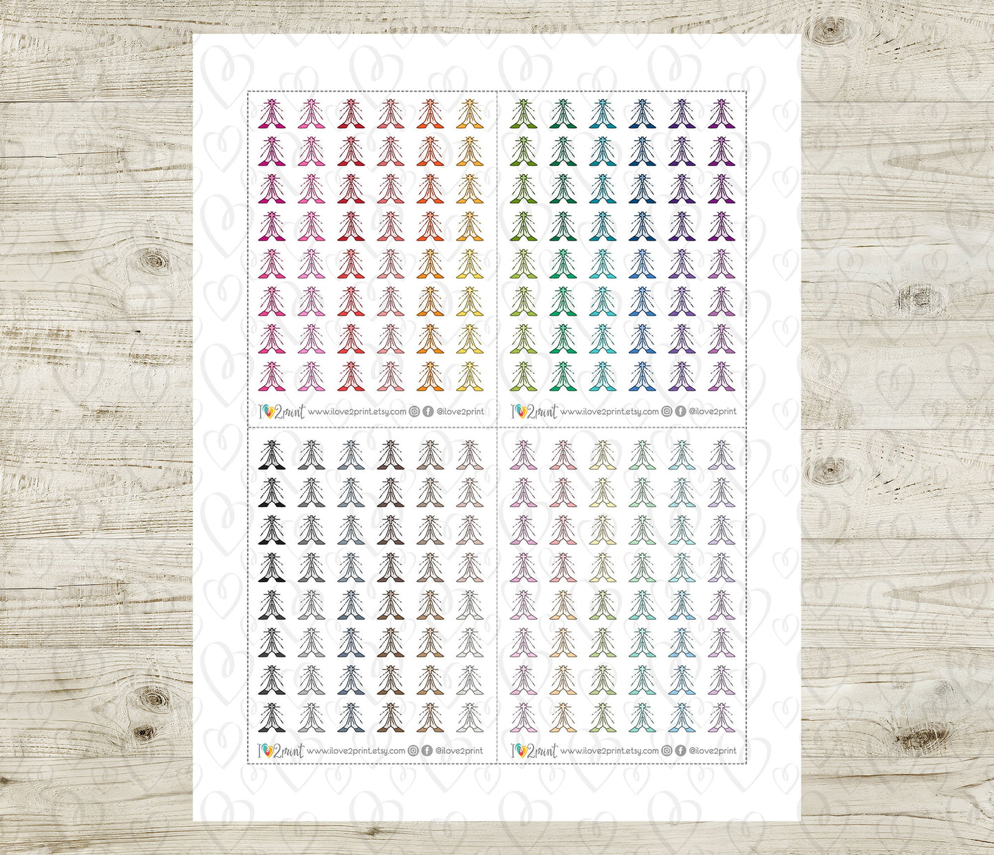 Pray Icon – Functional Printable Stickers in 48 Colors – PDF & Cut Files