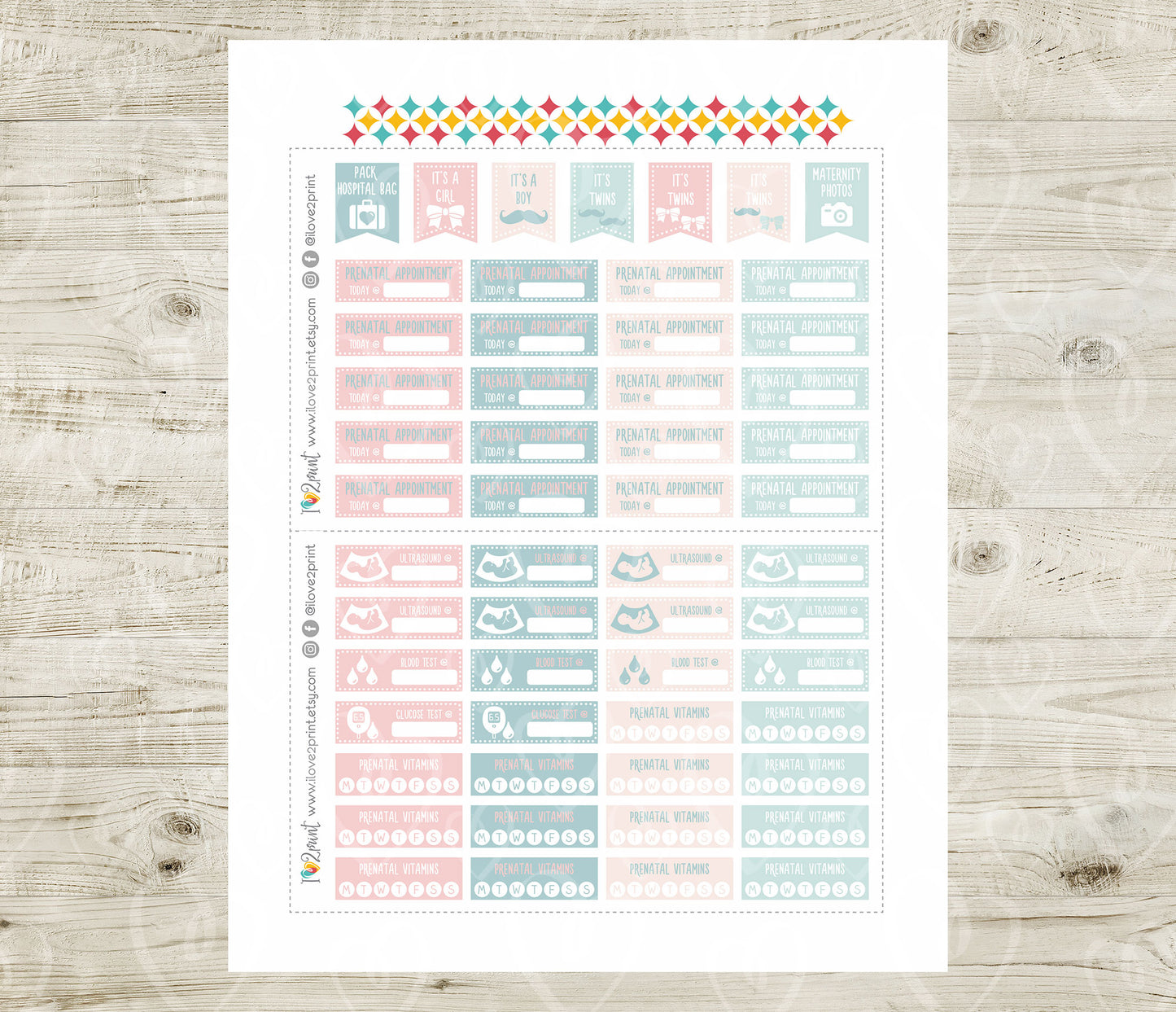 Pregnancy Tracker Set 2 - Printable Planner Stickers  - PDF & Cut Files
