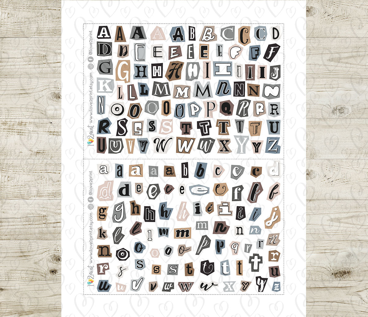 Ransom Letters Printable Planner Stickers – Uppercase & Lowercase Set