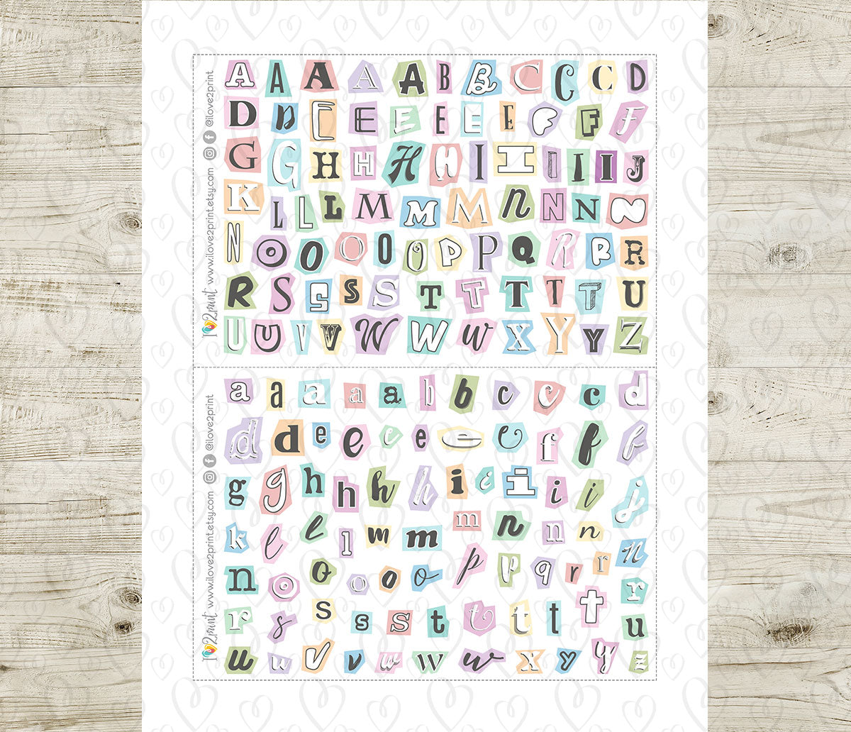 Ransom Letters Printable Planner Stickers – Uppercase & Lowercase Set