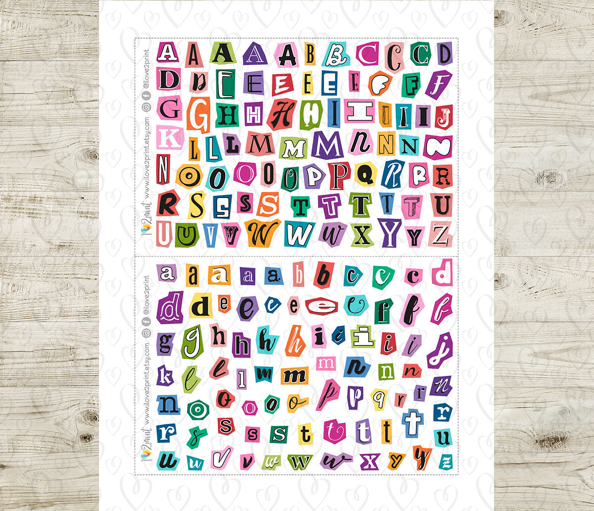 Ransom Letters Printable Planner Stickers – Uppercase & Lowercase Set