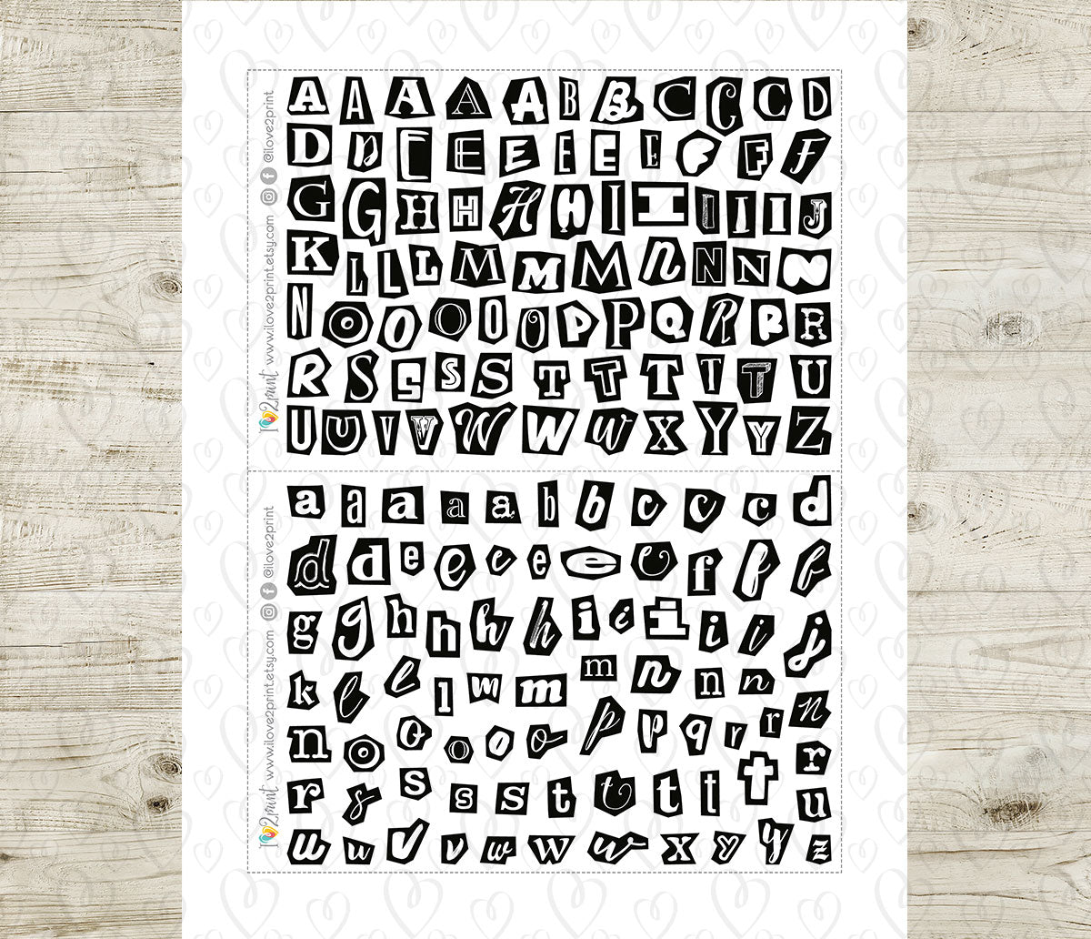 Ransom Letters Printable Planner Stickers – Uppercase & Lowercase Set