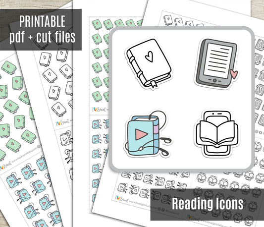 Reading Essentials Icons Stickers Set  - Functional Printable Stickers - Instant Download