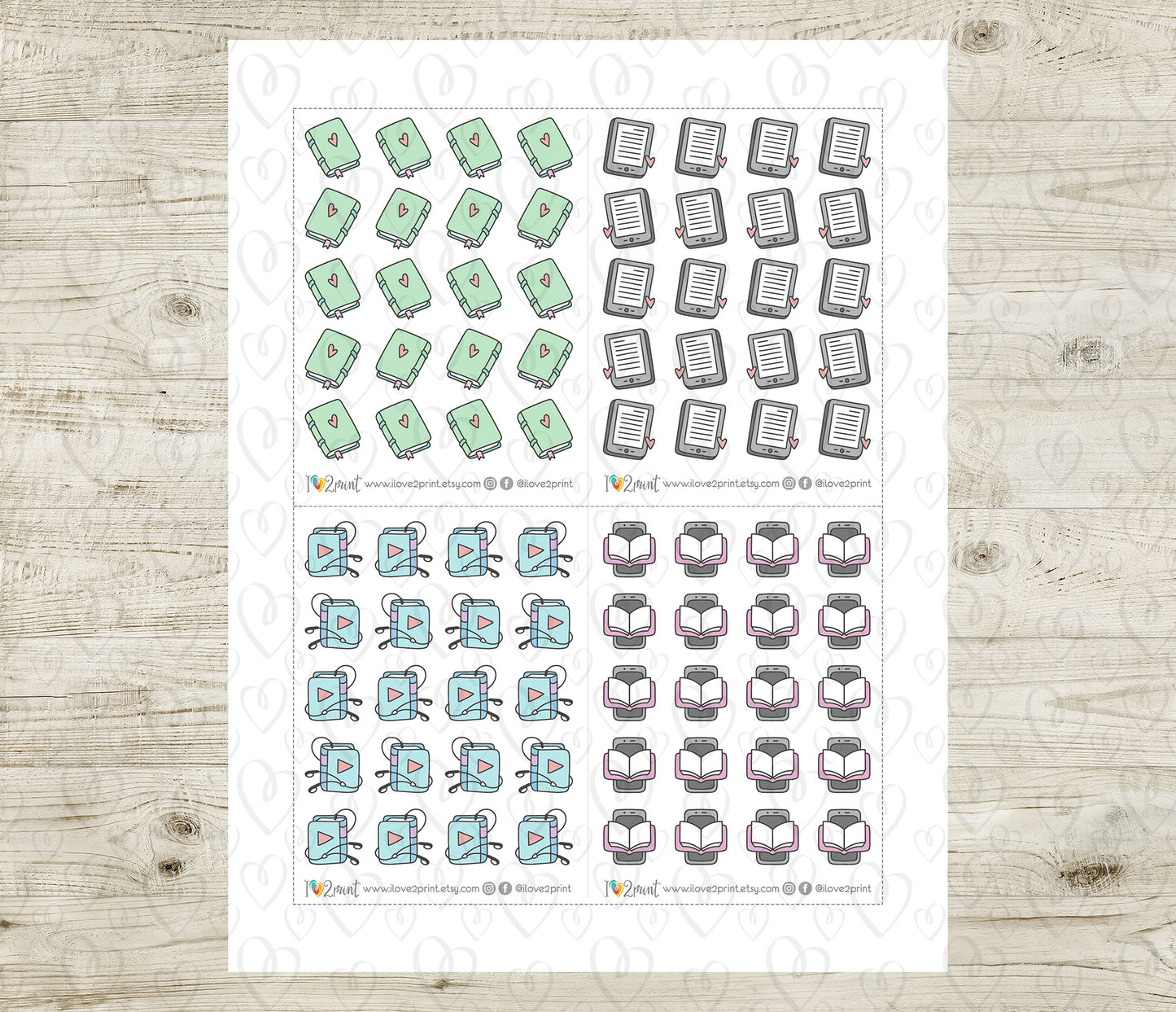 Reading Essentials Icons Stickers Set  - Functional Printable Stickers - PDF & Cut Files
