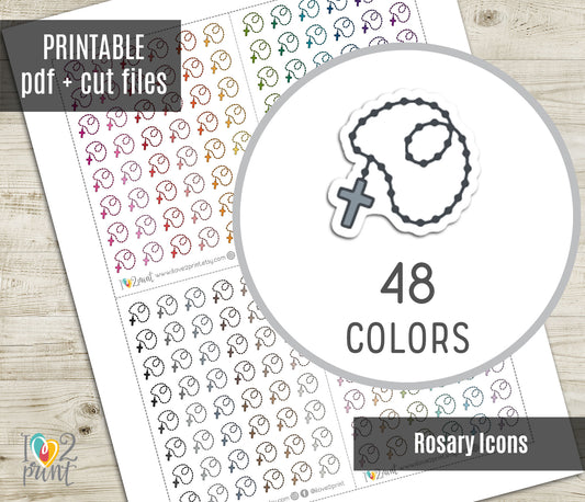 Rosary Mini Icons – Functional Printable Stickers in 48 Colors – PDF & Cut Files
