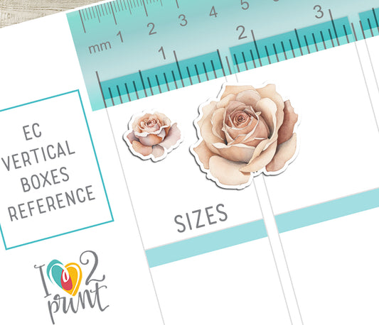 Rose Winter Decorative Printable Stickers | Floral Night Elements | PDF Cut Files | Instant Download