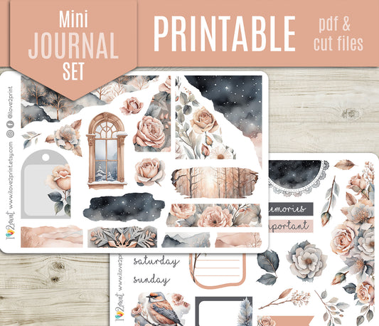 Rose Winter Complete Sticker Bundle | All 6 Sets | Floral Night Collection | PDF Cut Files
