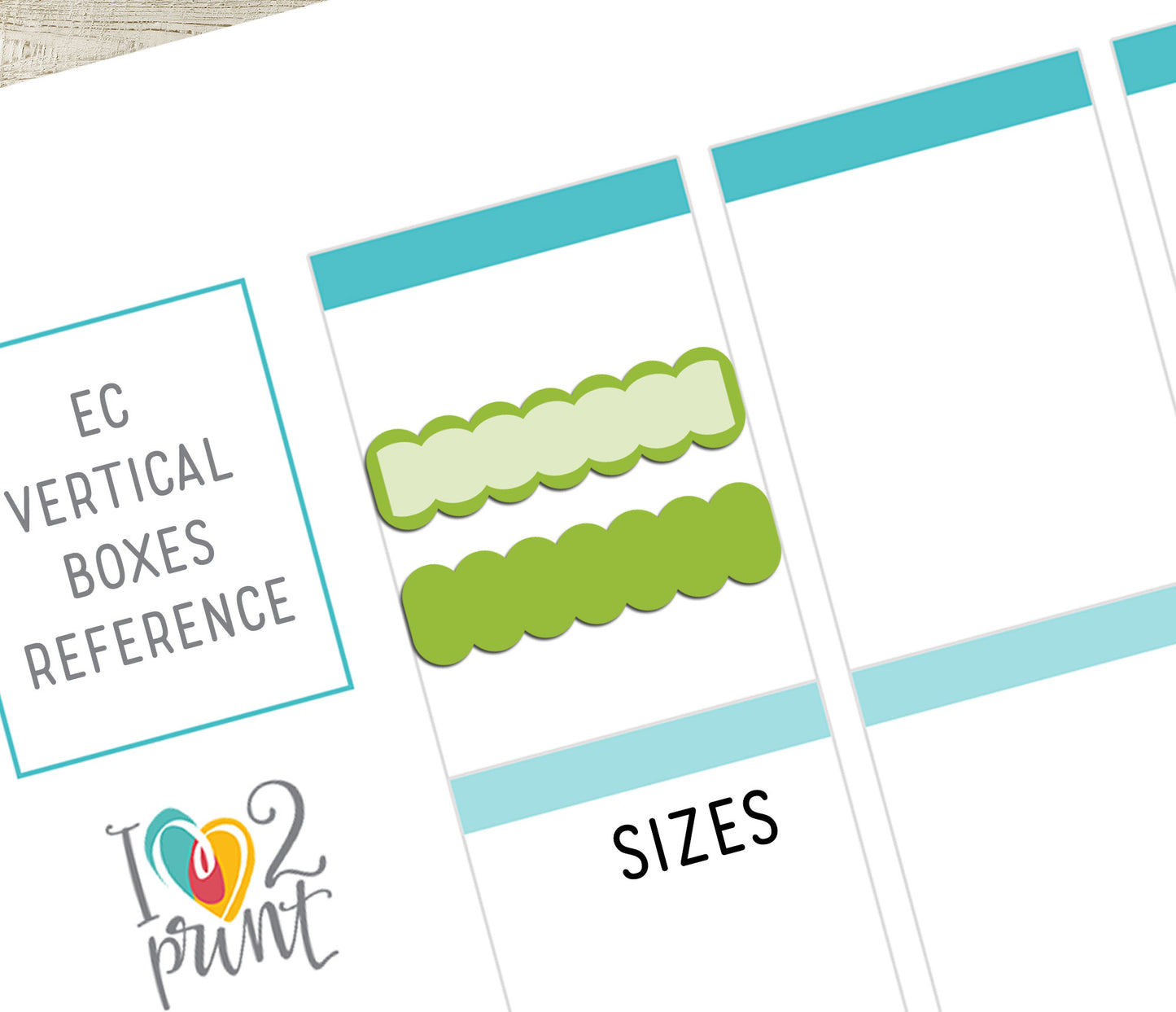 Scallop Quarter Boxes - Printable Planner Stickers  - PDF & Cut Files