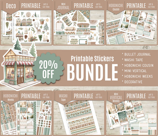 Scandinavian Holidays – COMPLETE COLLECTION – Christmas Printable Planner Stickers BUNDLE – PDF & Cut Files