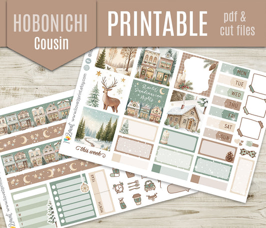Scandinavian Holidays Cousin Weekly Kit | Christmas Planner Stickers | A5 Printable & Cut Files