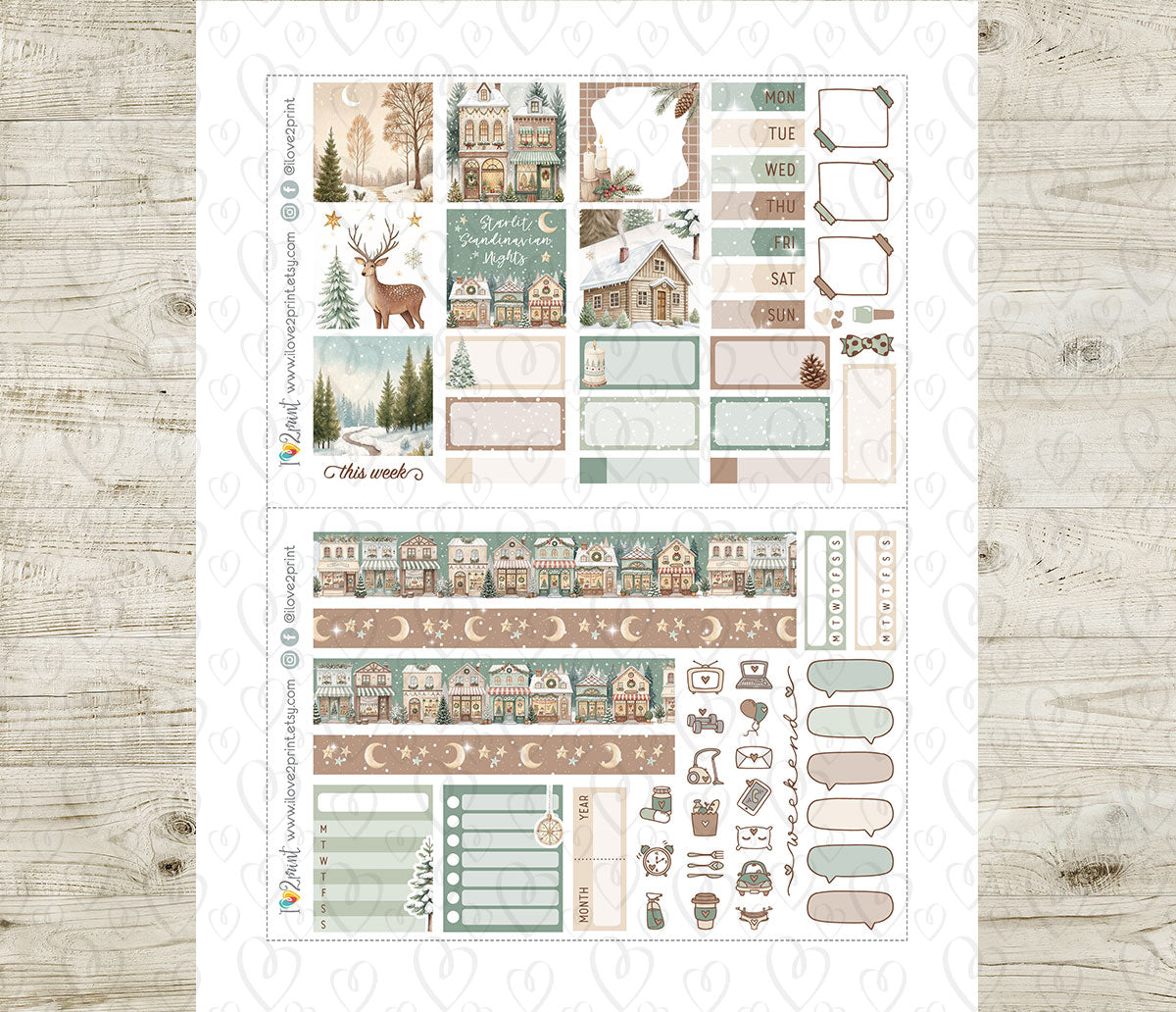 Scandinavian Holidays Cousin Weekly Kit | Christmas Planner Stickers | A5 Printable & Cut Files