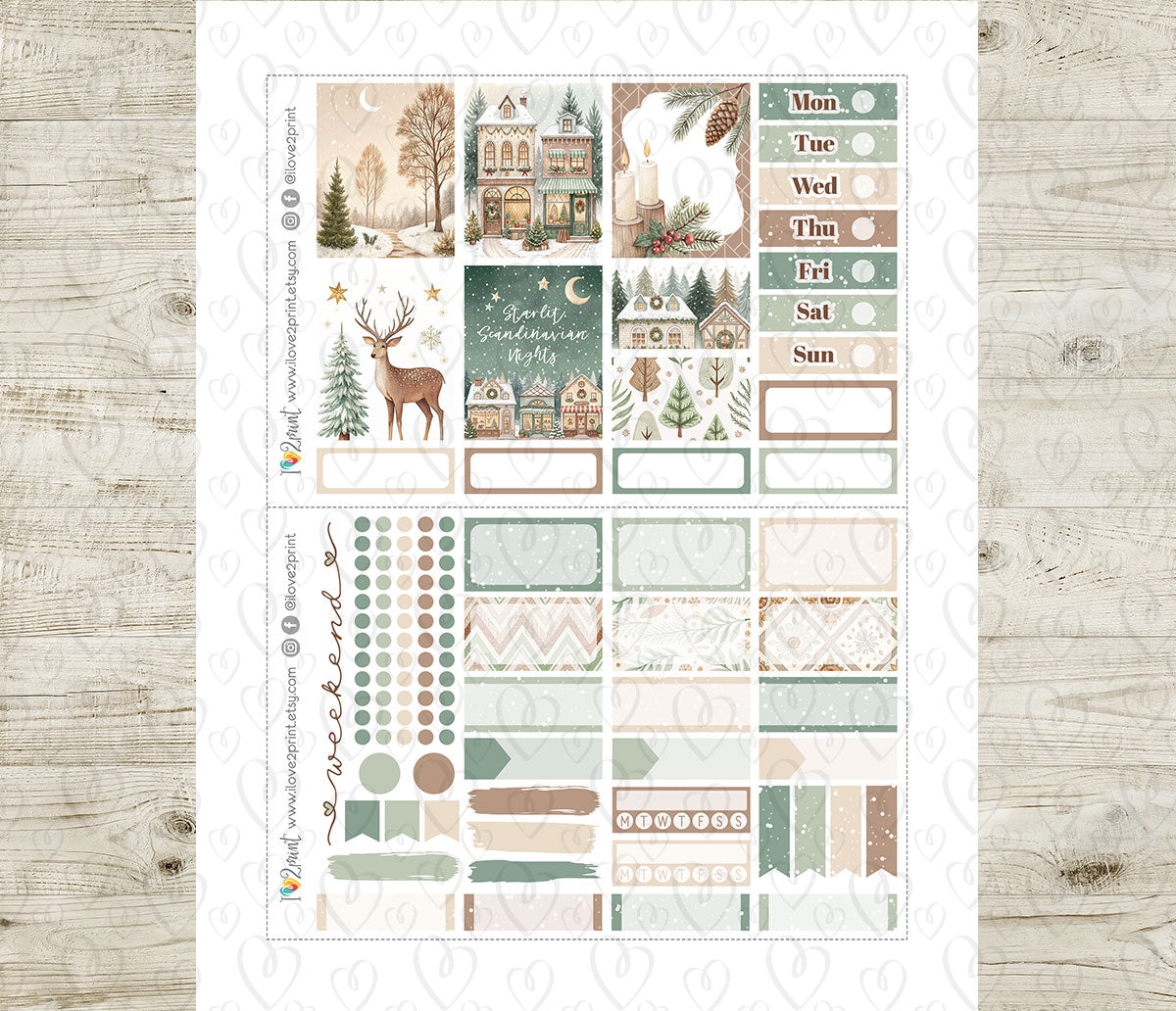 Scandinavian Holidays Mini Weekly Kit | Christmas Planner Stickers | A5 Printable & Cut Files
