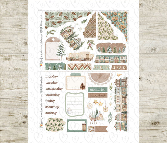 Scandinavian Holidays Bullet Journal Set | Christmas Bujo Kit | Printable Stickers & Graphics