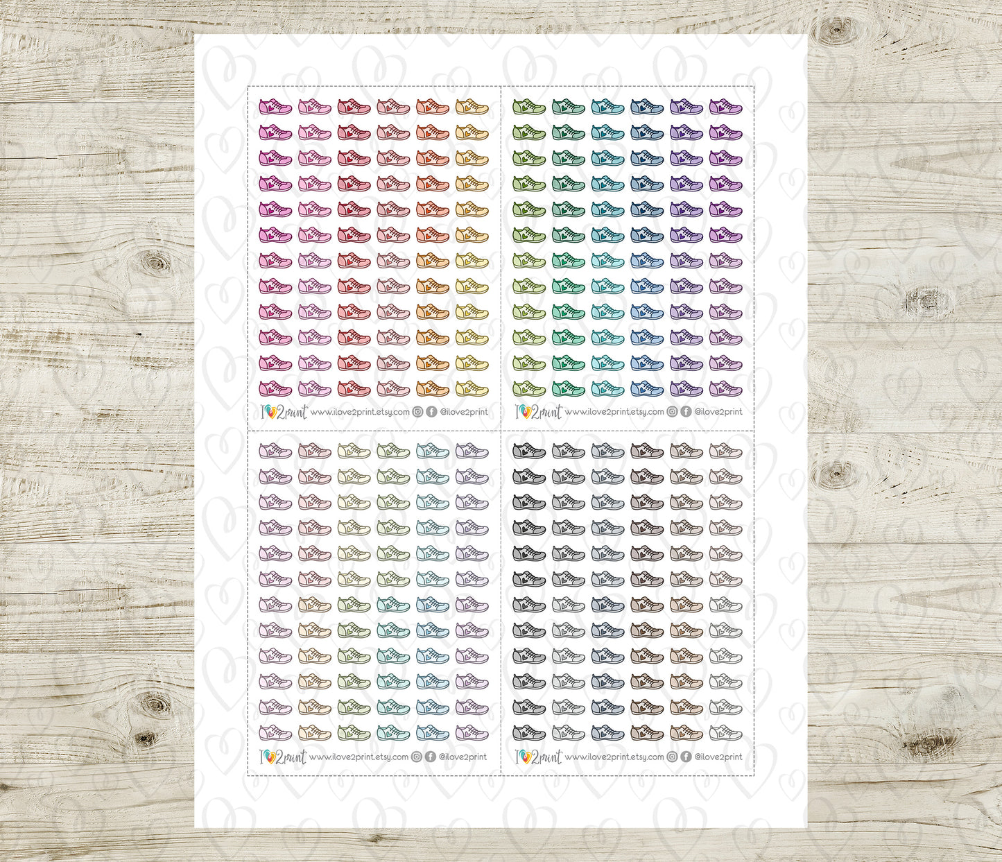 Running Shoes Mini Icons – Functional Printable Stickers in 48 Colors – PDF & Cut Files