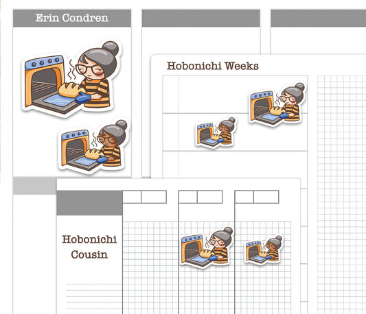 Elena Sourdough Bread Color Printable Stickers | 2 Skin Tones Bakery | 2 Sizes | PDF Cut Files