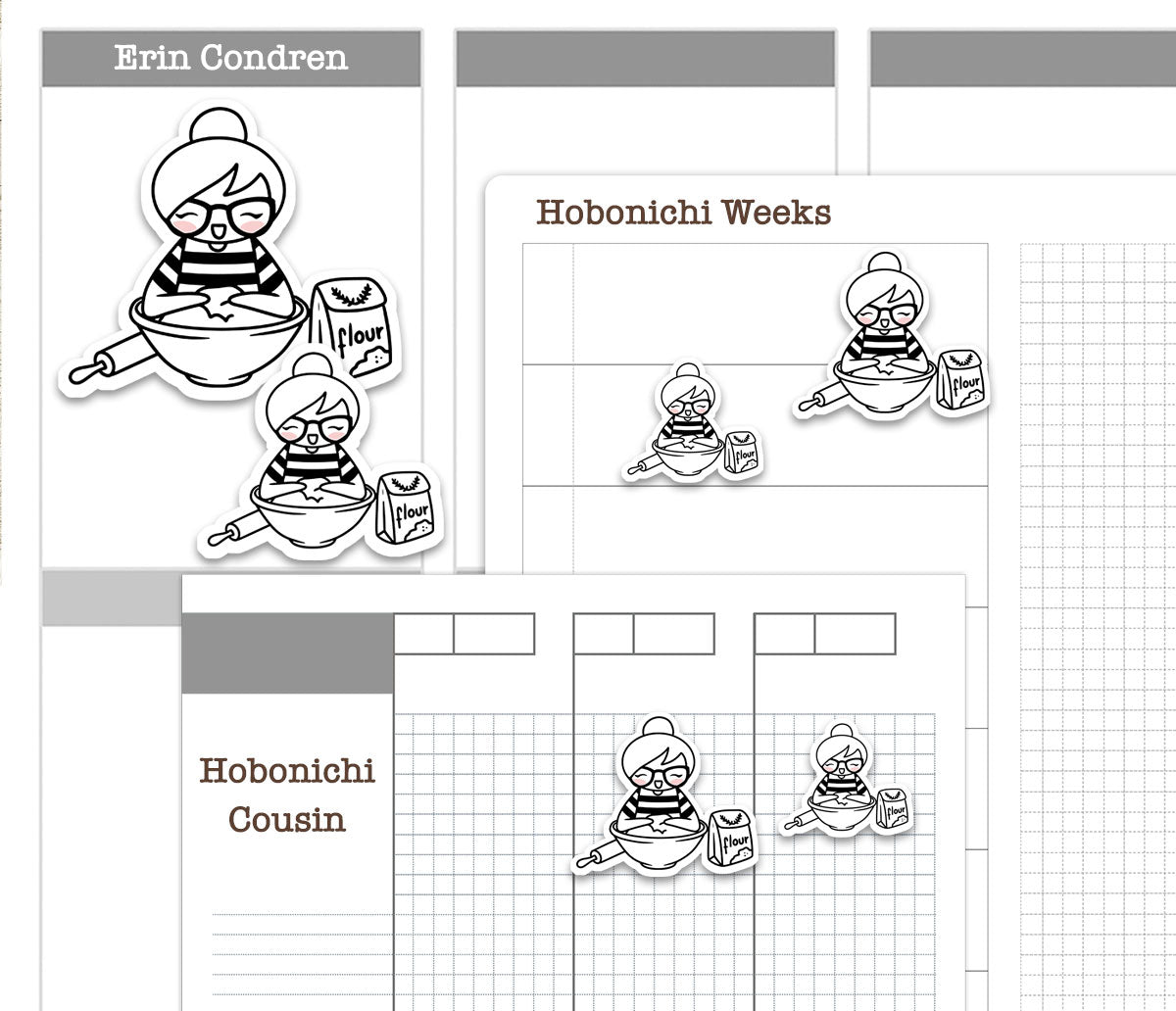 Elena Sourdough Bread Doodle Printable Stickers | Outline Bakery | 2 Sizes | PDF Cut Files