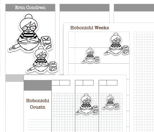 Elena Sourdough Bread Doodle Printable Stickers | Outline Bakery | 2 Sizes | PDF Cut Files