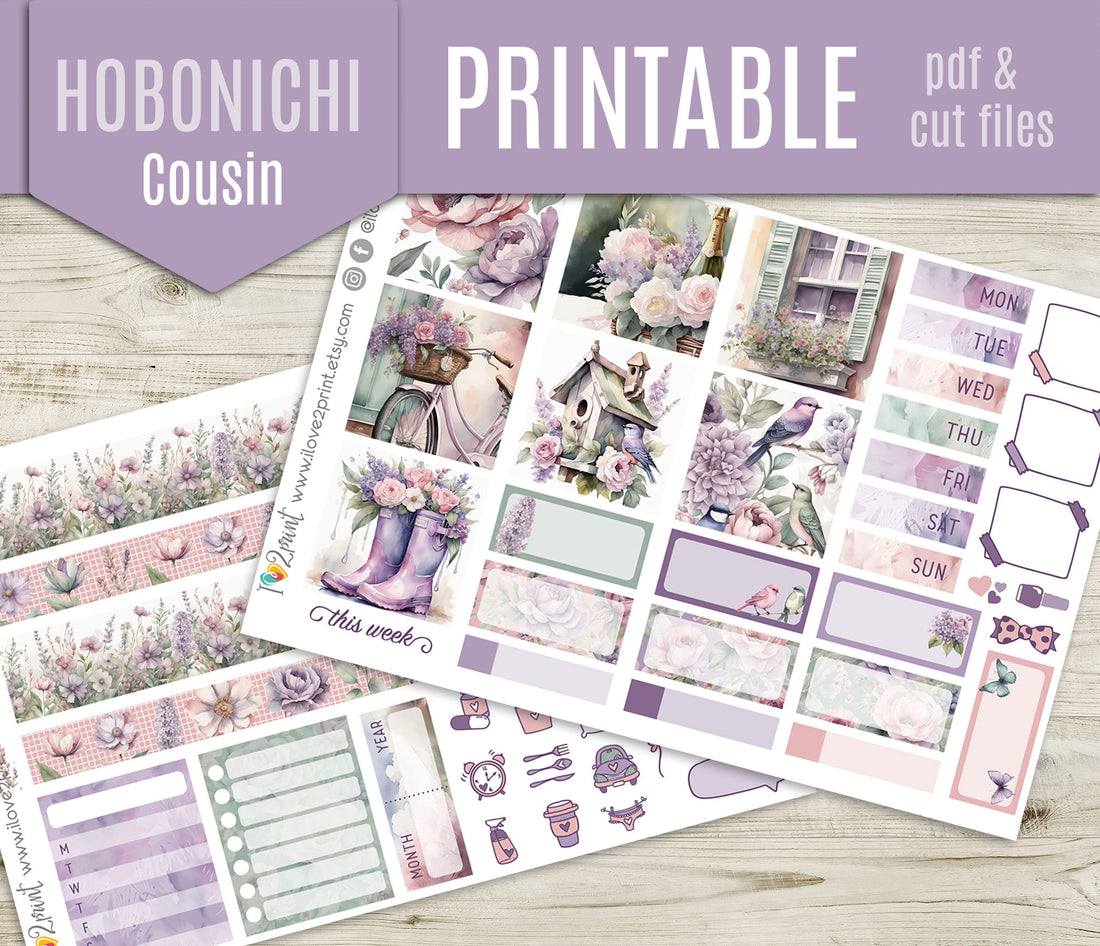Spring Time Stickers – Hobonichi Cousin Printable PDF & Cut Files ...
