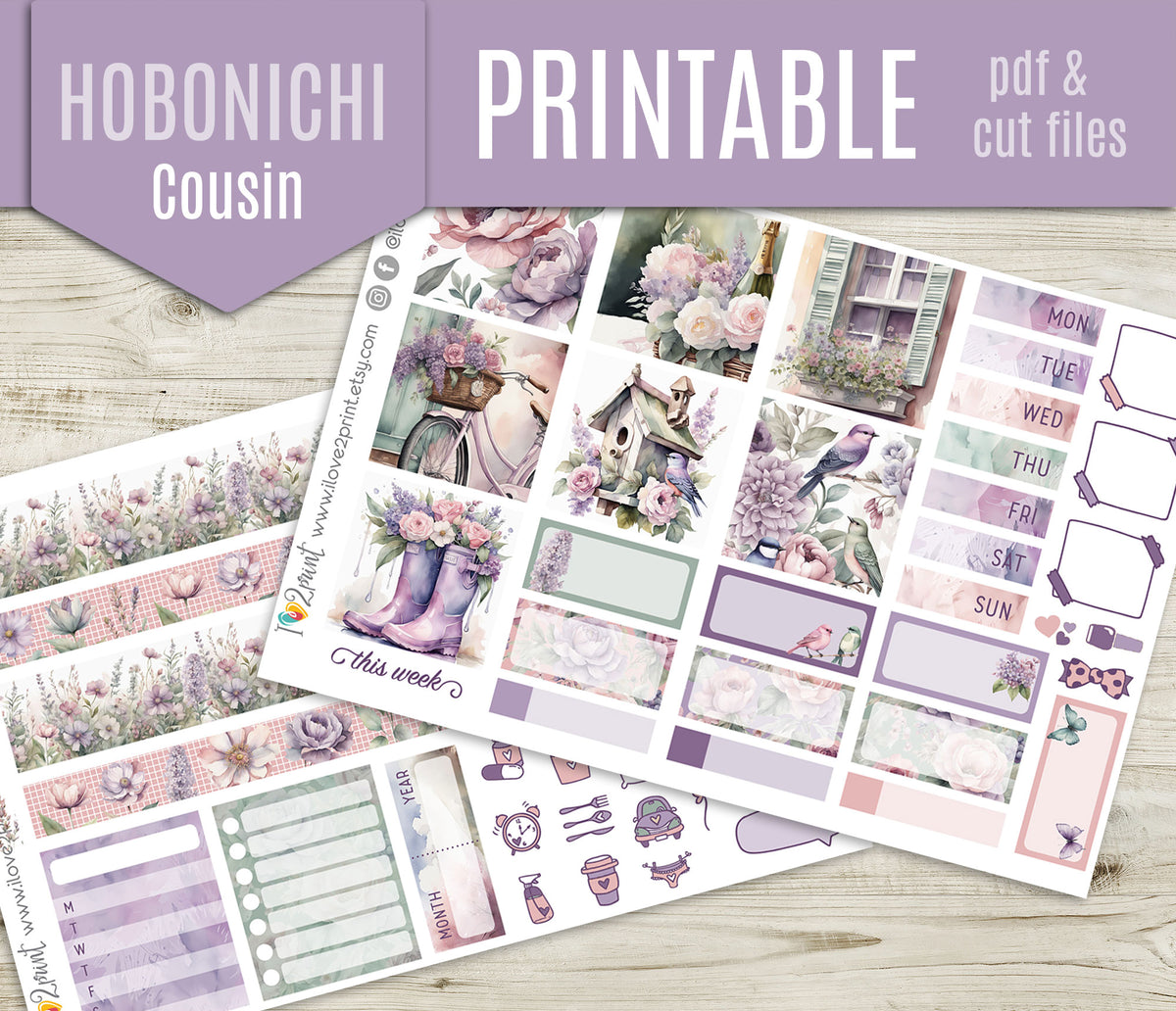 Spring Time Stickers – Hobonichi Cousin Printable PDF & Cut Files ...