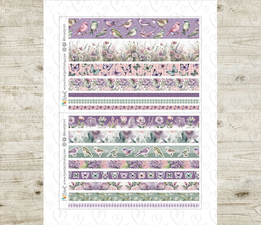 Spring Washi Strips Set | Seasonal Planner Washi Tape | Printable & Cut Files