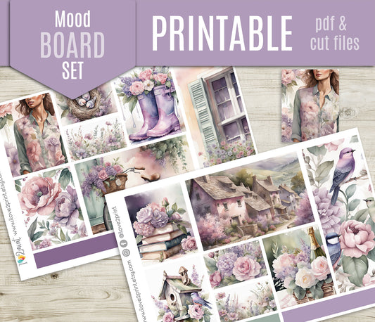 Spring Time Moodboard Decorative Box Stickers - 1.5" Printable PDF & Cut Files